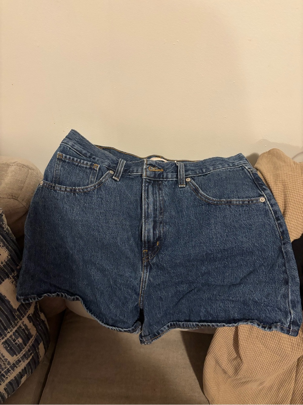 Levi's Dark Blue High-Rise Denim Shorts